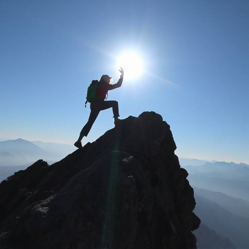 Icono de una persona escalando una montaña, representando la confianza.